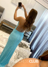Madge |Long Sky Blue Prom Dresses Near Me With Mermaid V Neck Sequins Slit - Price #price_variant_lowest# - Sky Blue - PromDressClub